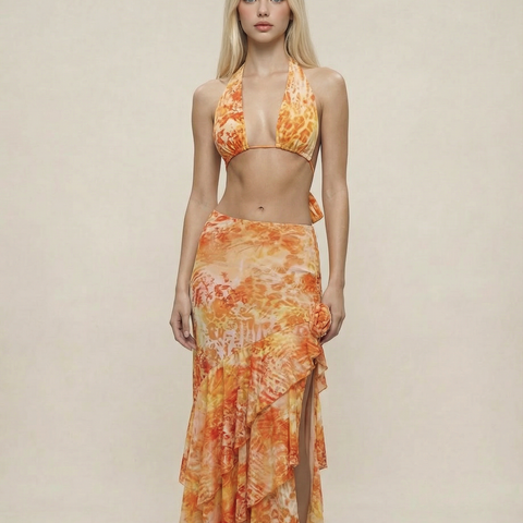 RYZE FLORAL SEXY RUFFLE DRESS