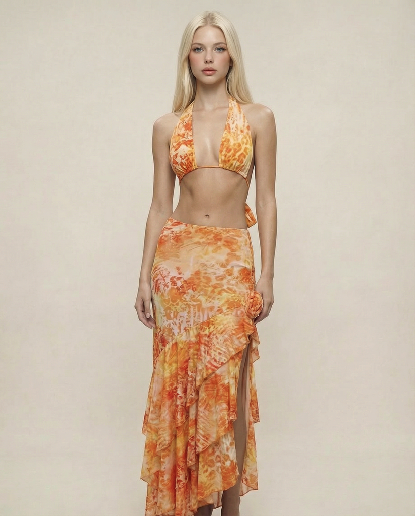 RYZE FLORAL SEXY RUFFLE DRESS
