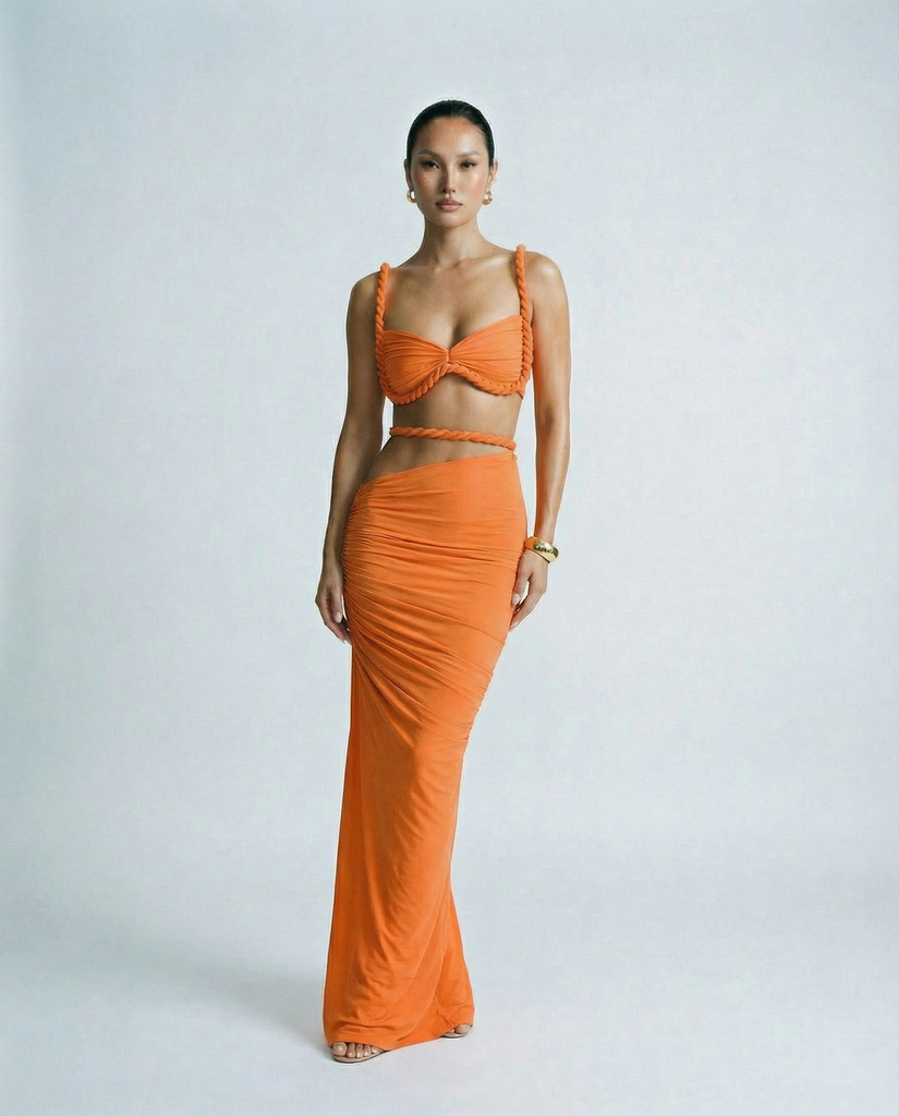 Jen Braided Two Piece Set | Braided Top & Draped Maxi Skirt NEO NOIR NYC Jen Braided Two Piece Set | Braided Top & Draped Maxi Skirt NEO NOIR NYC