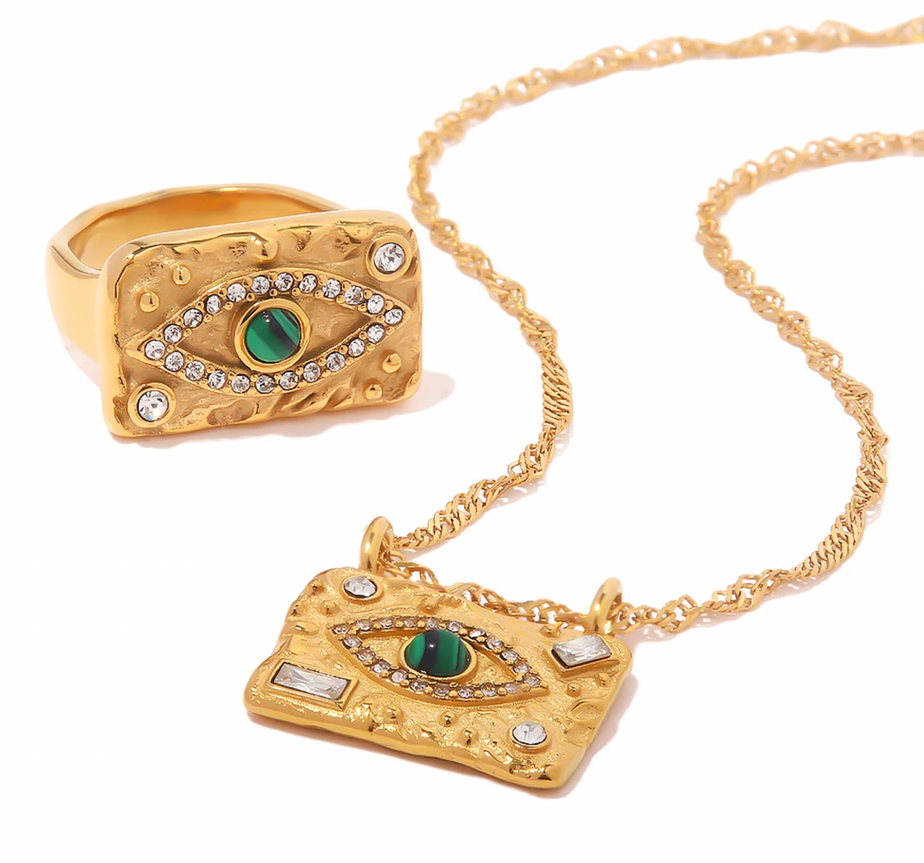 FARAH 18K GOLD PLATED EVIL EYE NECKLACE