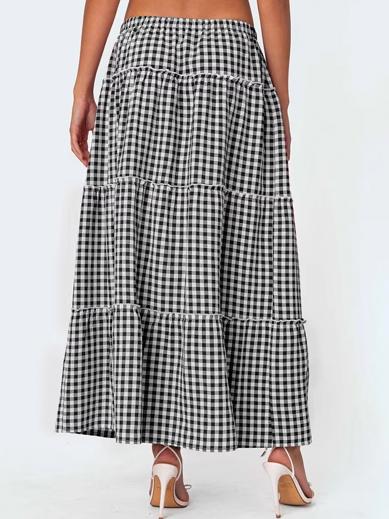 EMMA GINGHAM MAXI SKIRT WITH SLIT