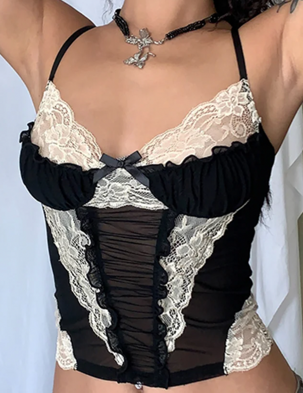 GIGI Y2K GOTH LACE CAMI