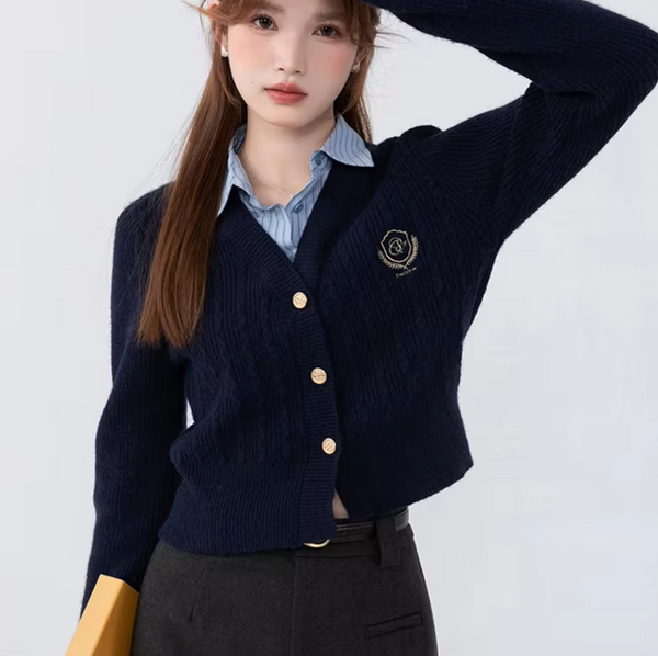 JENNIE PREPPY SHIRT CARDIGAN