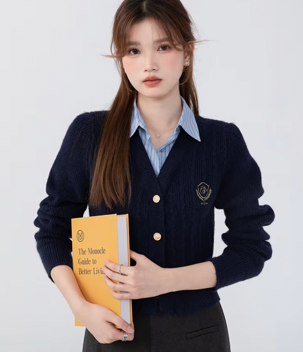 JENNIE PREPPY SHIRT CARDIGAN