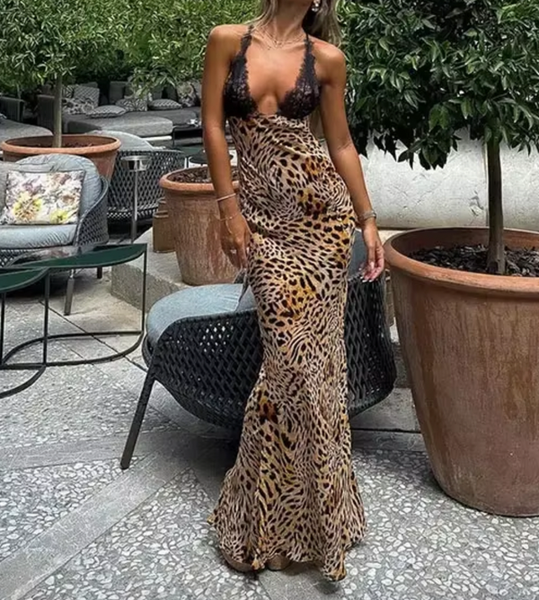 HANNA LACE LEOPARD MAXI DRESS