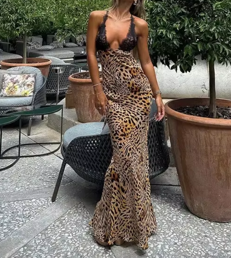 HANNA LACE LEOPARD MAXI DRESS NEO NOIR NYC HANNA LACE LEOPARD MAXI DRESS NEO NOIR NYC