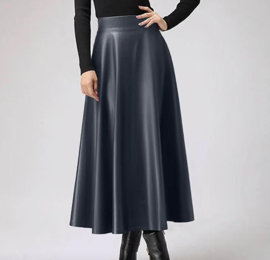 TATI FAUX LEATHER MIDI SKIRT