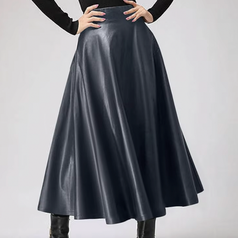 TATI FAUX LEATHER MIDI SKIRT