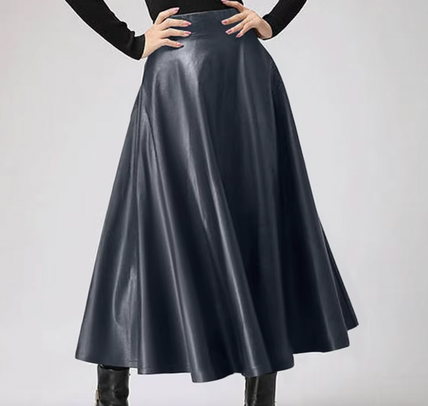 TATI FAUX LEATHER MIDI SKIRT