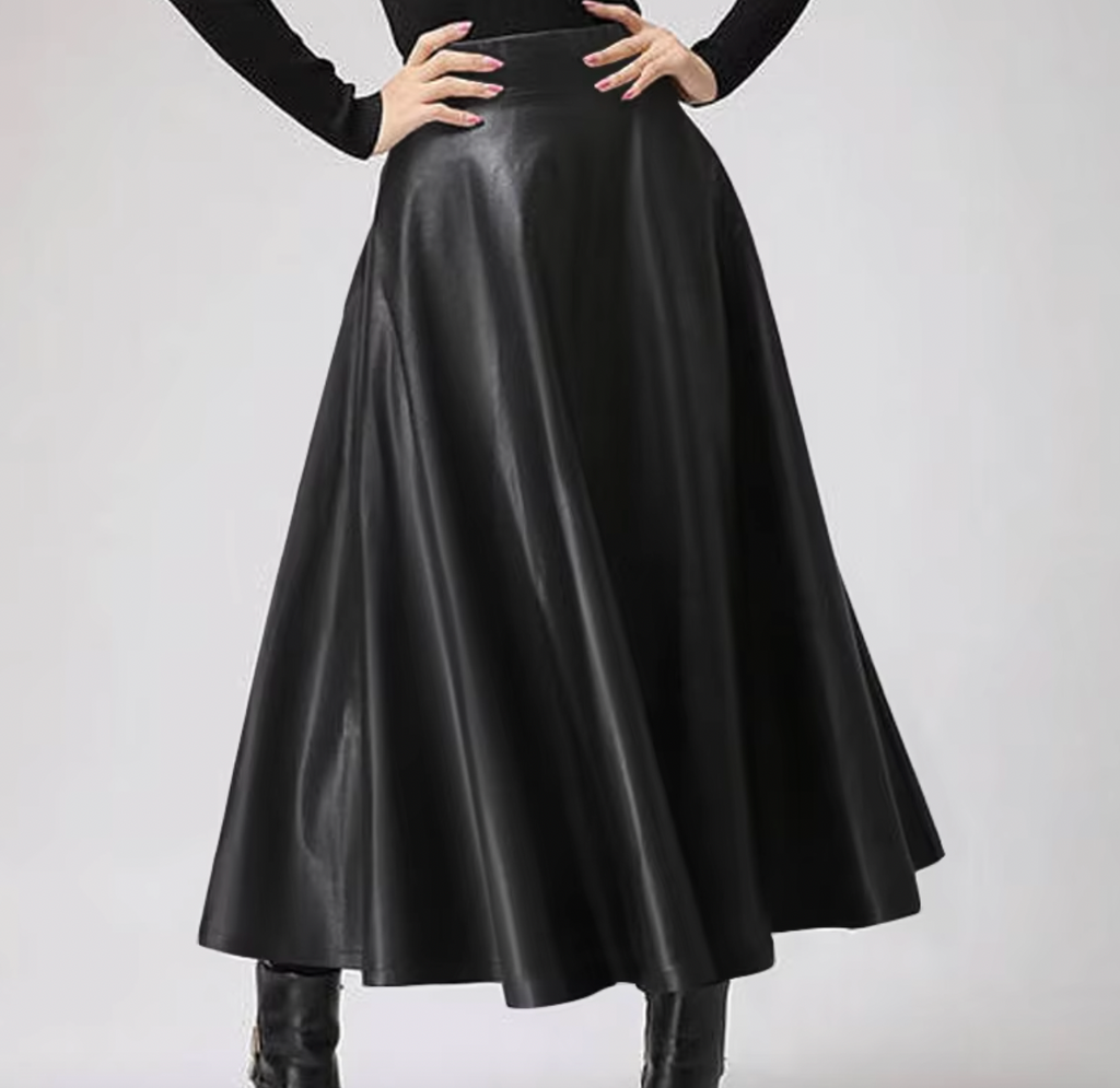 TATI FAUX LEATHER MIDI SKIRT