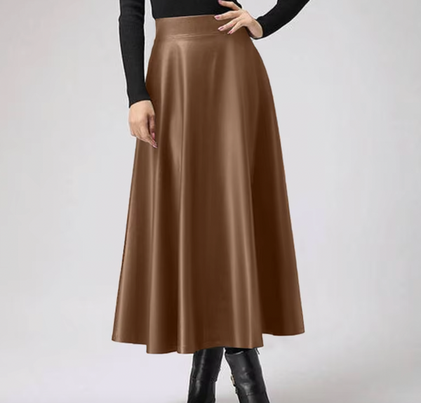 TATI FAUX LEATHER MIDI SKIRT