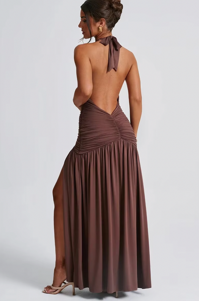 INNIS DEEP V NECK HALTER DRESS NEO NOIR NYC INNIS DEEP V NECK HALTER DRESS NEO NOIR NYC