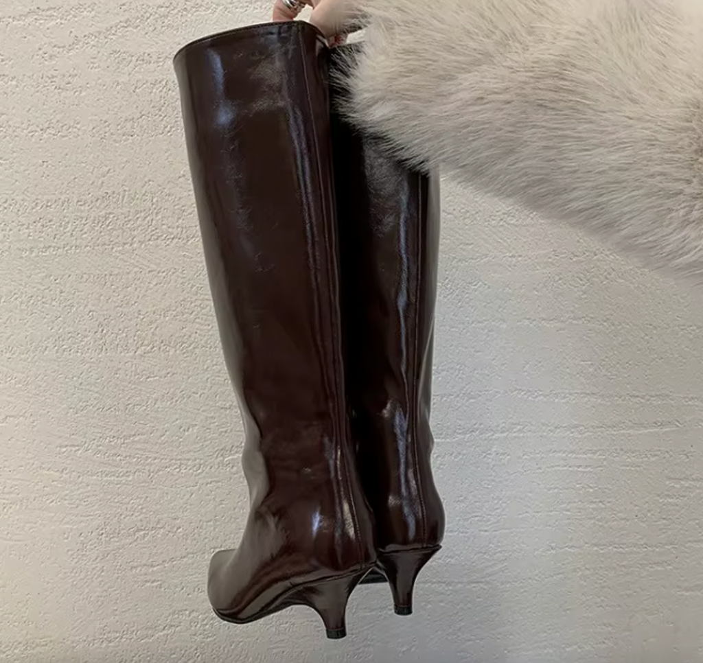 THEIA KNEE HIGH KITTEN HEEL BOOTS