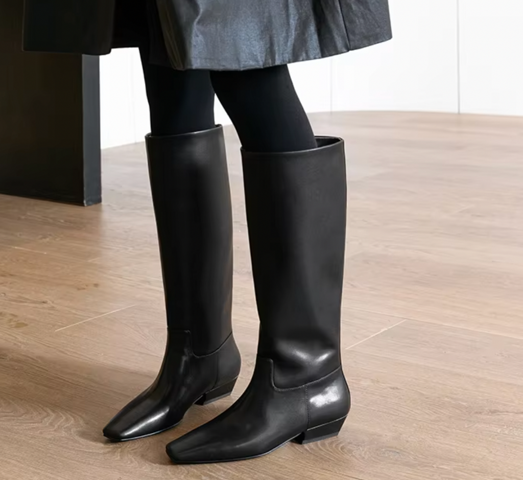 MANI LEATHER FLAT TALL BOOTS