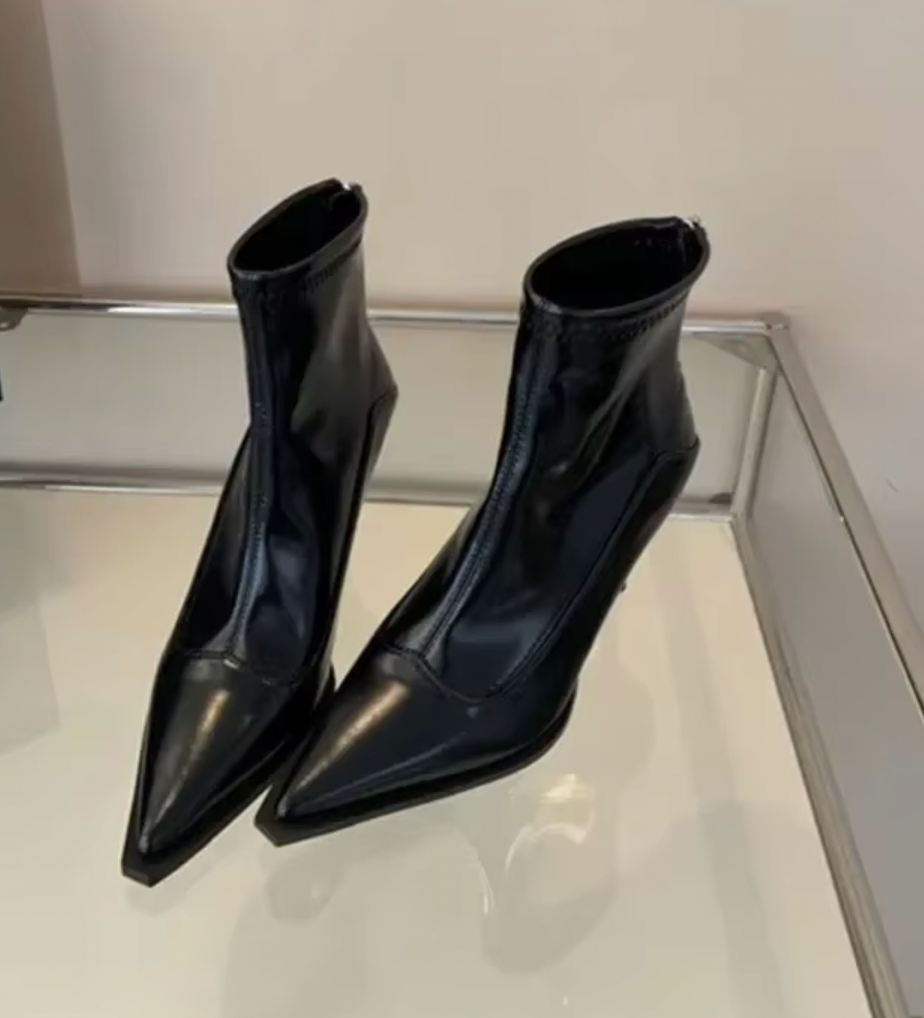 GRACE POINTED STILETTO PATENT BOOTS