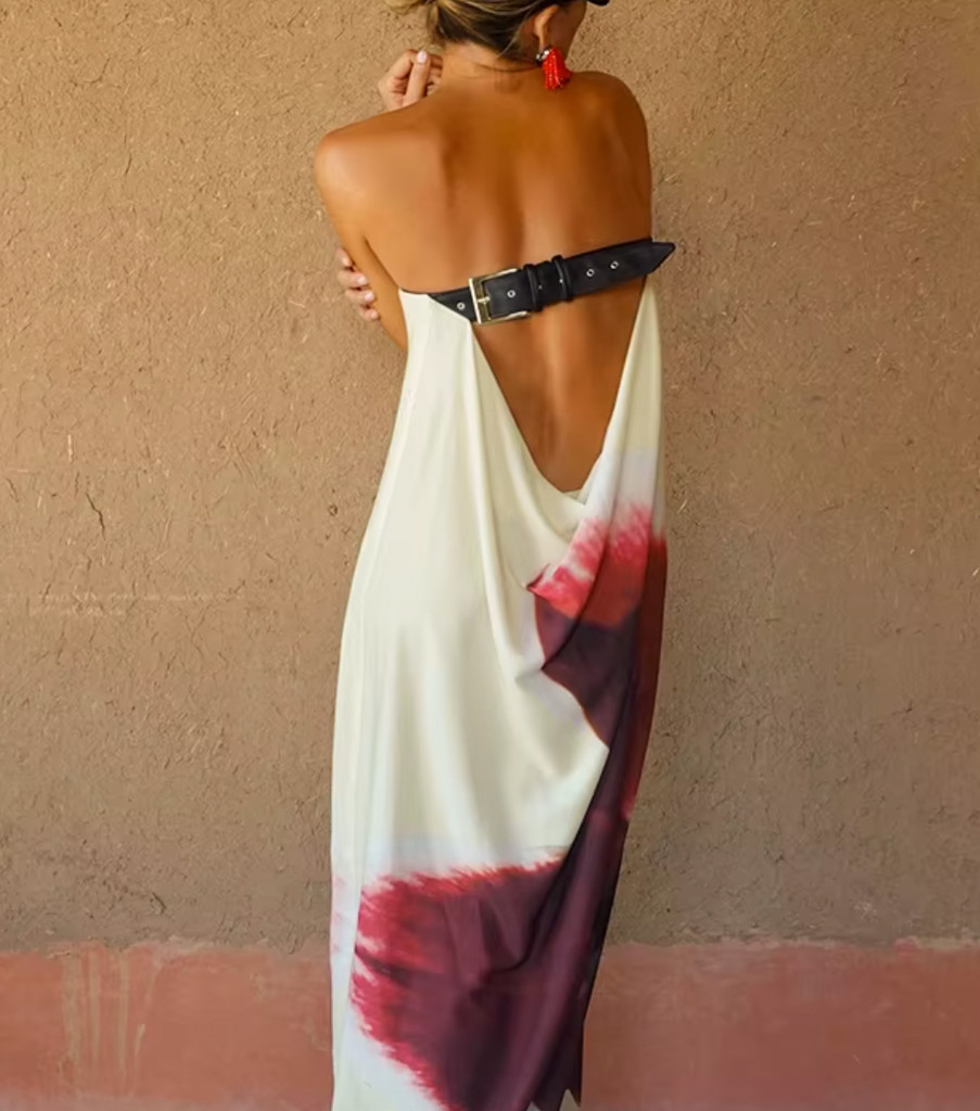 LUIGI STRAPLESS MAXI FLORAL DRESS