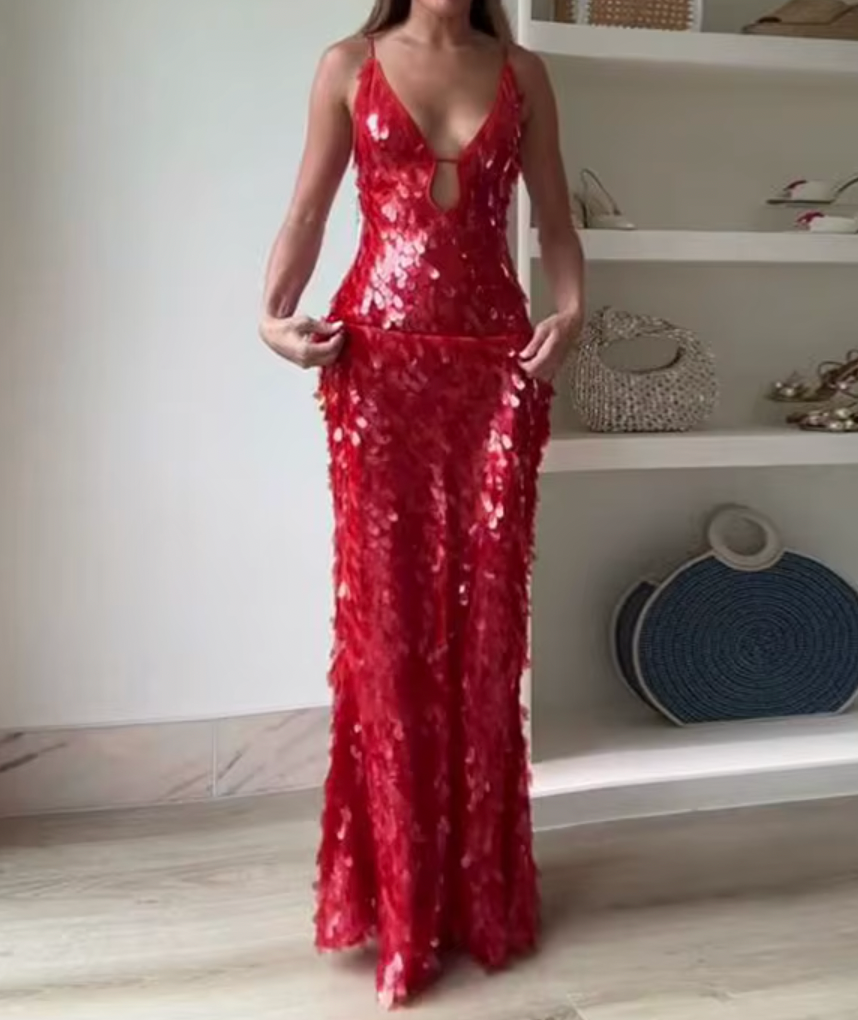 ROUGE SEQUIN MAXI DRESS