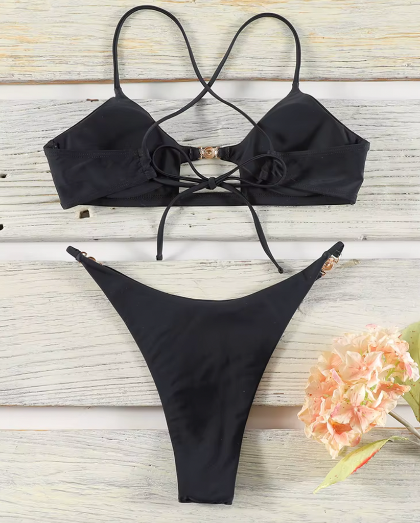 LORI SCOOPNECK BLACK BIKINI SET