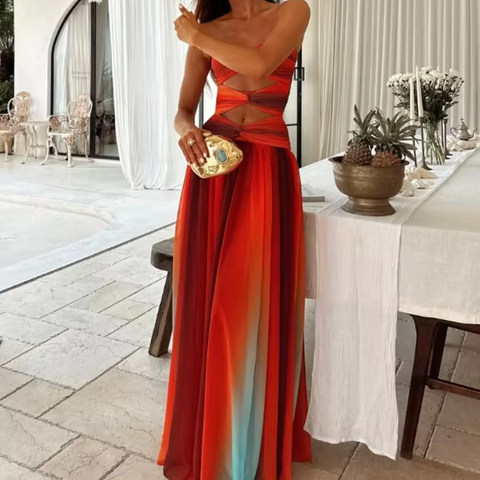 MILLE STRAPLESS OMBRE DRESS