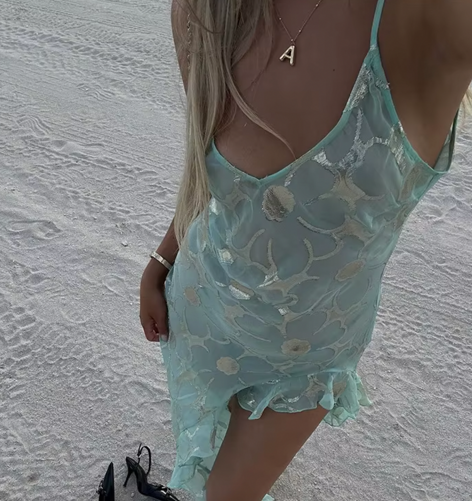 KARI BLUE SEQUIN RUFFLE DRESS