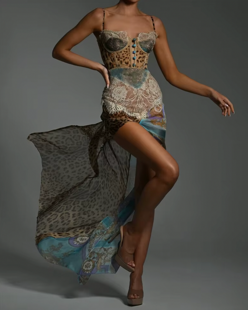 lace and leopard dress YANA LEOPARD & LACE PRINTED DRESS – NEO NOIR NYC