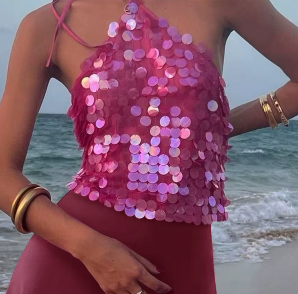 PARIS SEQUIN HALTER TOP