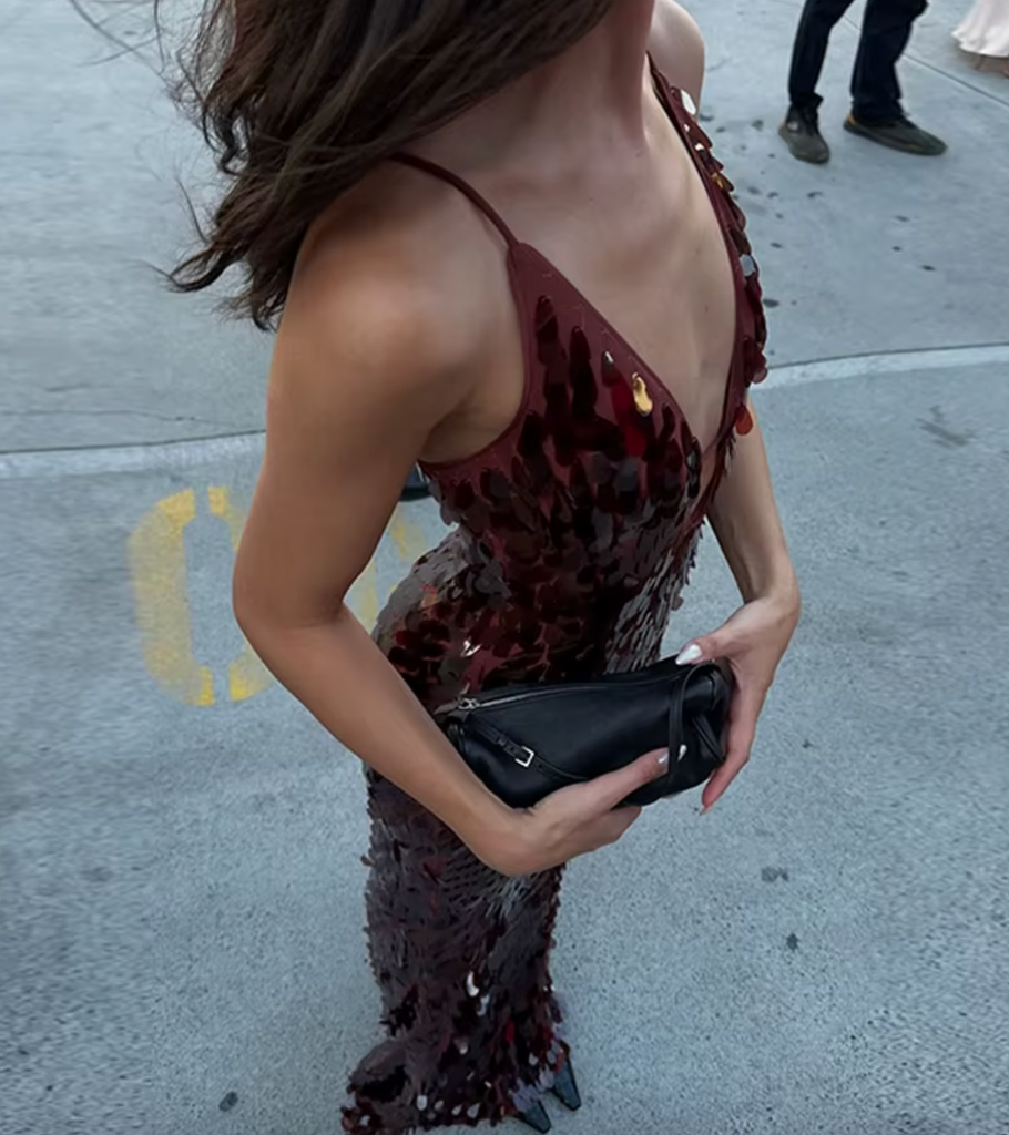 AUSTIN BROWN V NECK SEQUIN DRESS