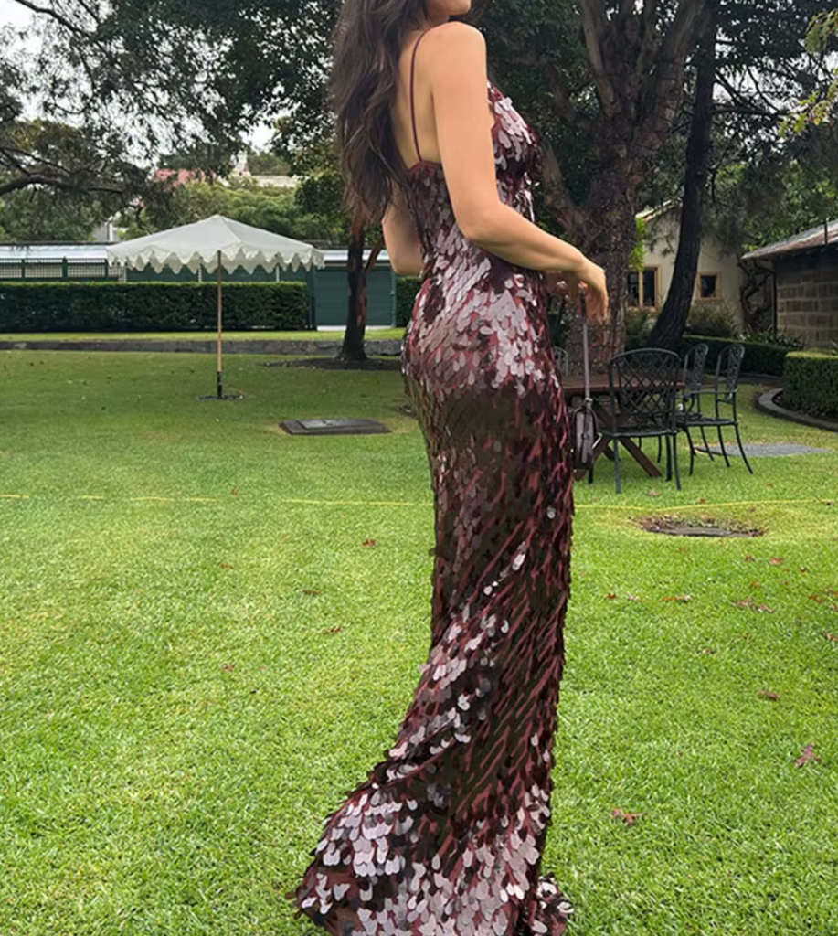 AUSTIN BROWN V NECK SEQUIN DRESS