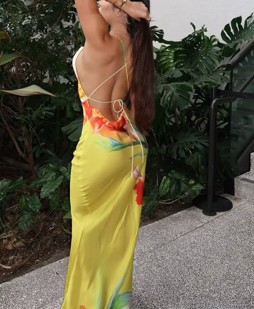 FRANCIS FLOWER MAXI OPEN BACK DRESS