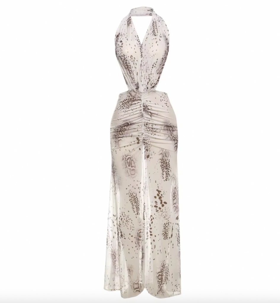 EVA SNAKE HALTER OPEN BACK DRESS