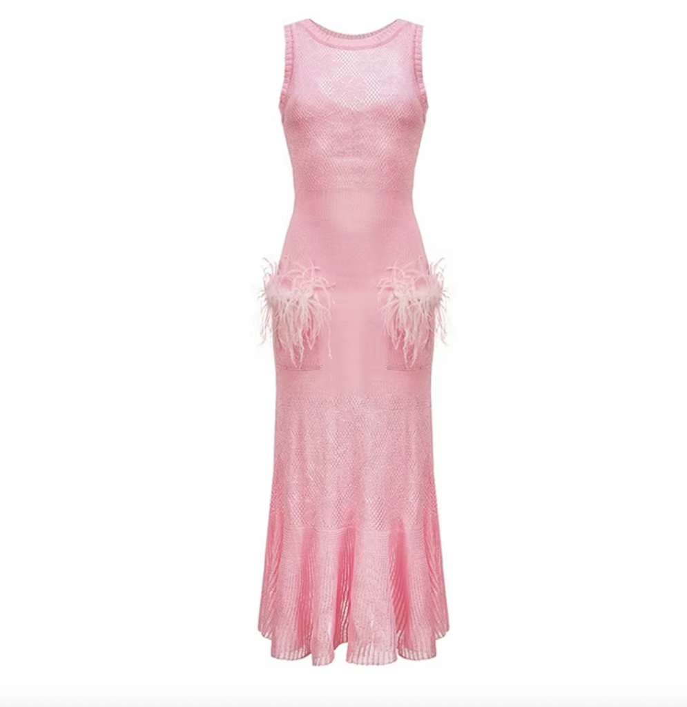 JANINE KNIT DRESS WITH FEATHER DETAIL
