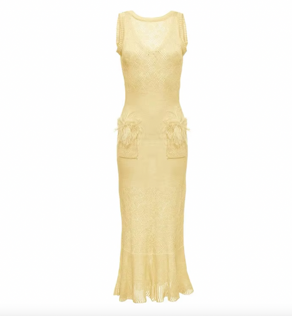 JANINE KNIT DRESS WITH FEATHER DETAIL
