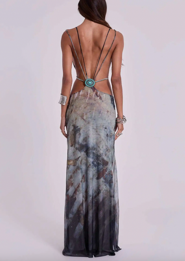POCAHONTAS OPEN BACK CUTOUT MAXI