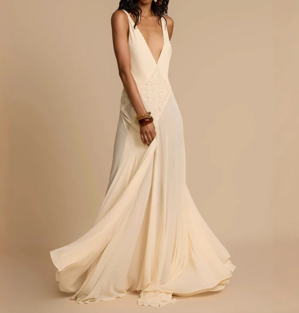AZURA CHIFFON V NECK MAXI