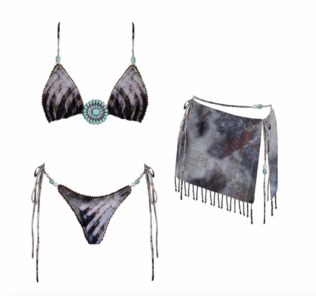 ELLE 3 PC BOHO BIKINI SET WITH SKIRT