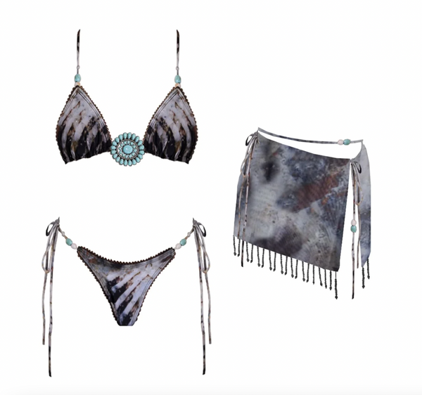ELLE 3 PC BOHO BIKINI SET WITH SKIRT