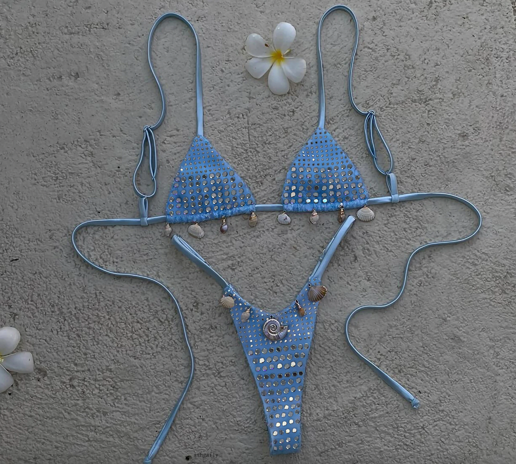 IZZI RHINESTONE SEASHELL BIKINI SET
