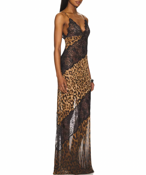 DEB LEOPARD LACE MAXI DRESS