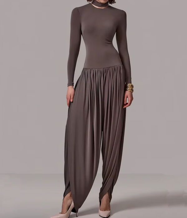 BRADLY DRAPED JERSEY JUMPSUIT