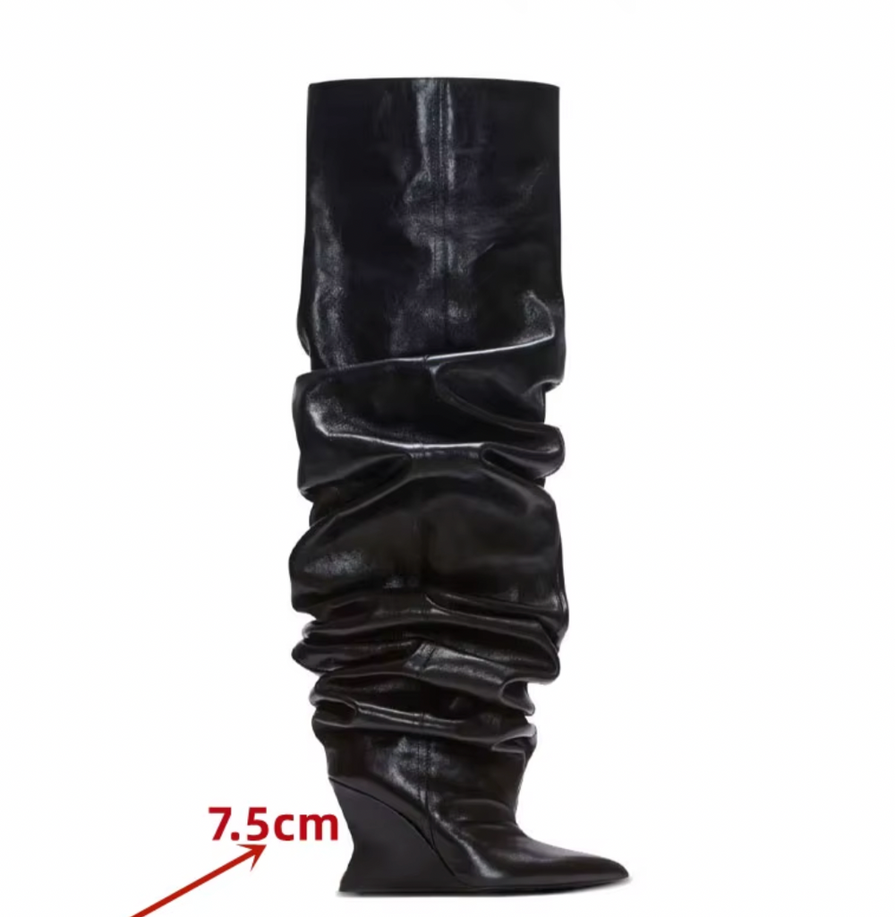 TALL RUCHED PLEATHER BOOTS