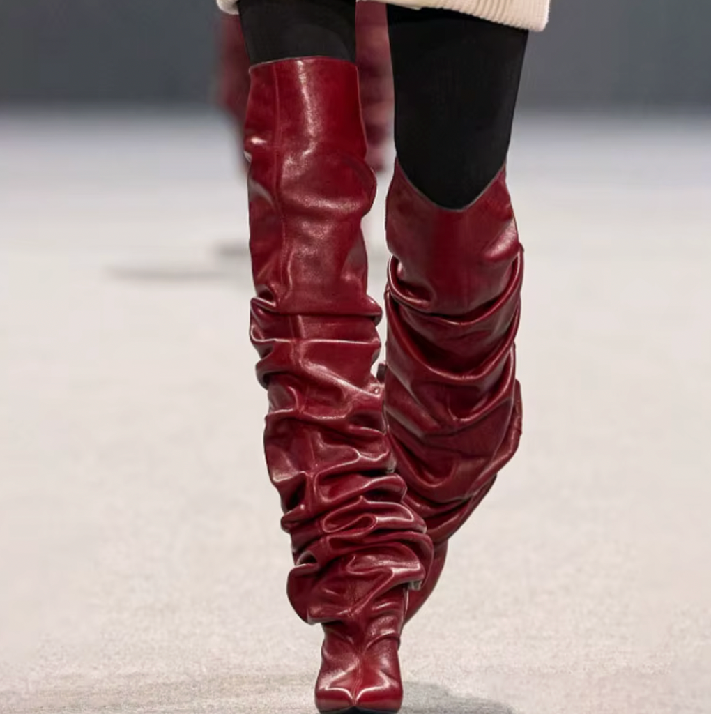 TALL RUCHED PLEATHER BOOTS