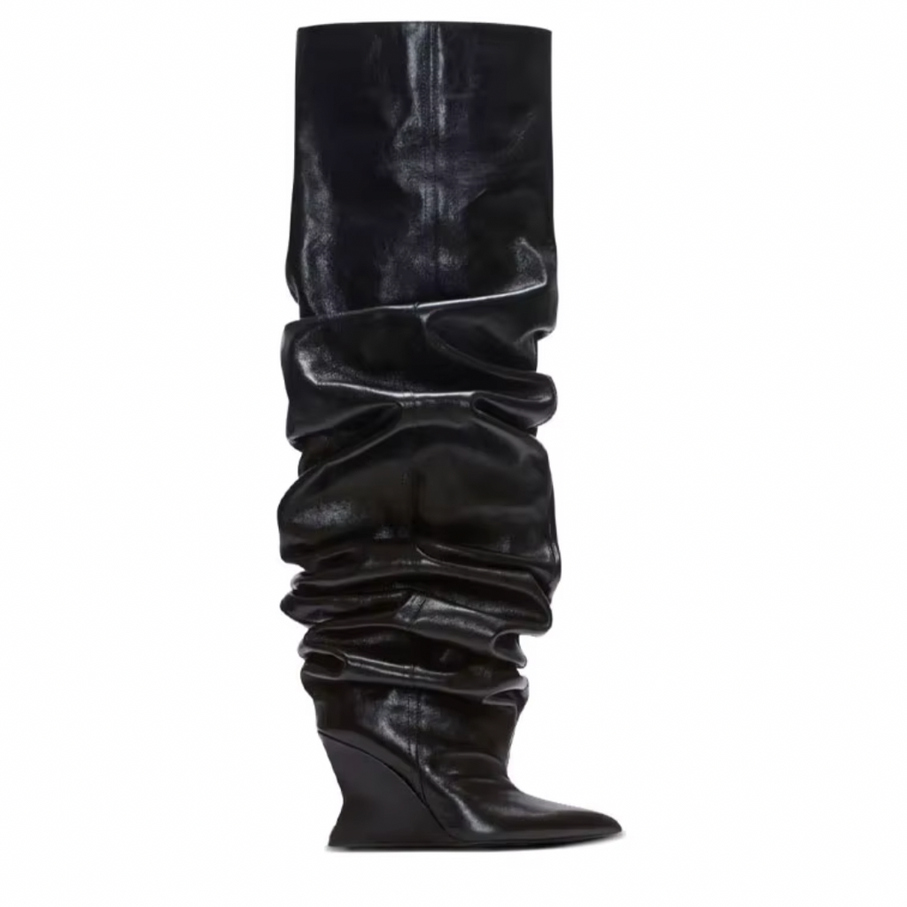TALL RUCHED PLEATHER BOOTS