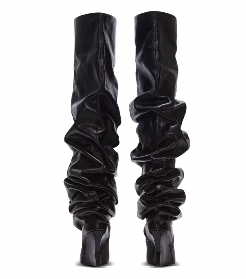 TALL RUCHED PLEATHER BOOTS