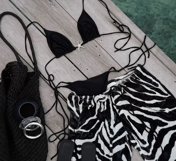 ZAYA 3 PC BIKINI SET WITH ZEBRA PANTS