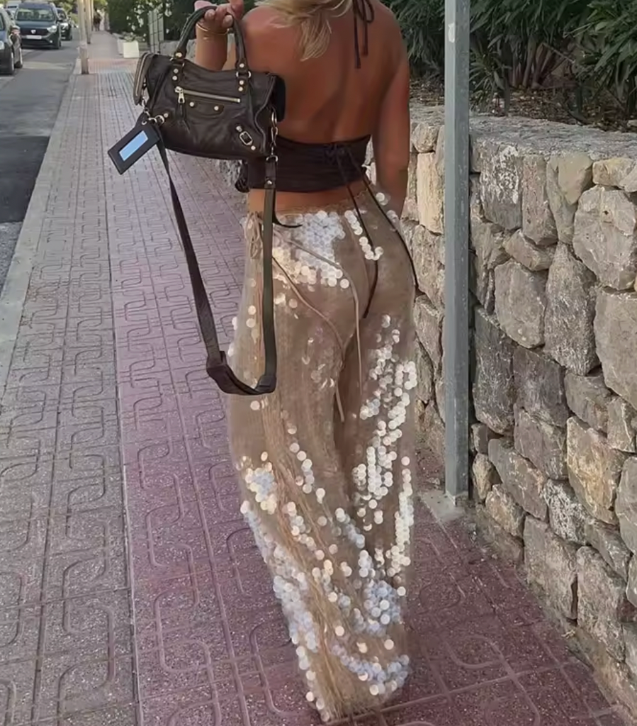 SAMYA BEIGE SEQUIN PANT