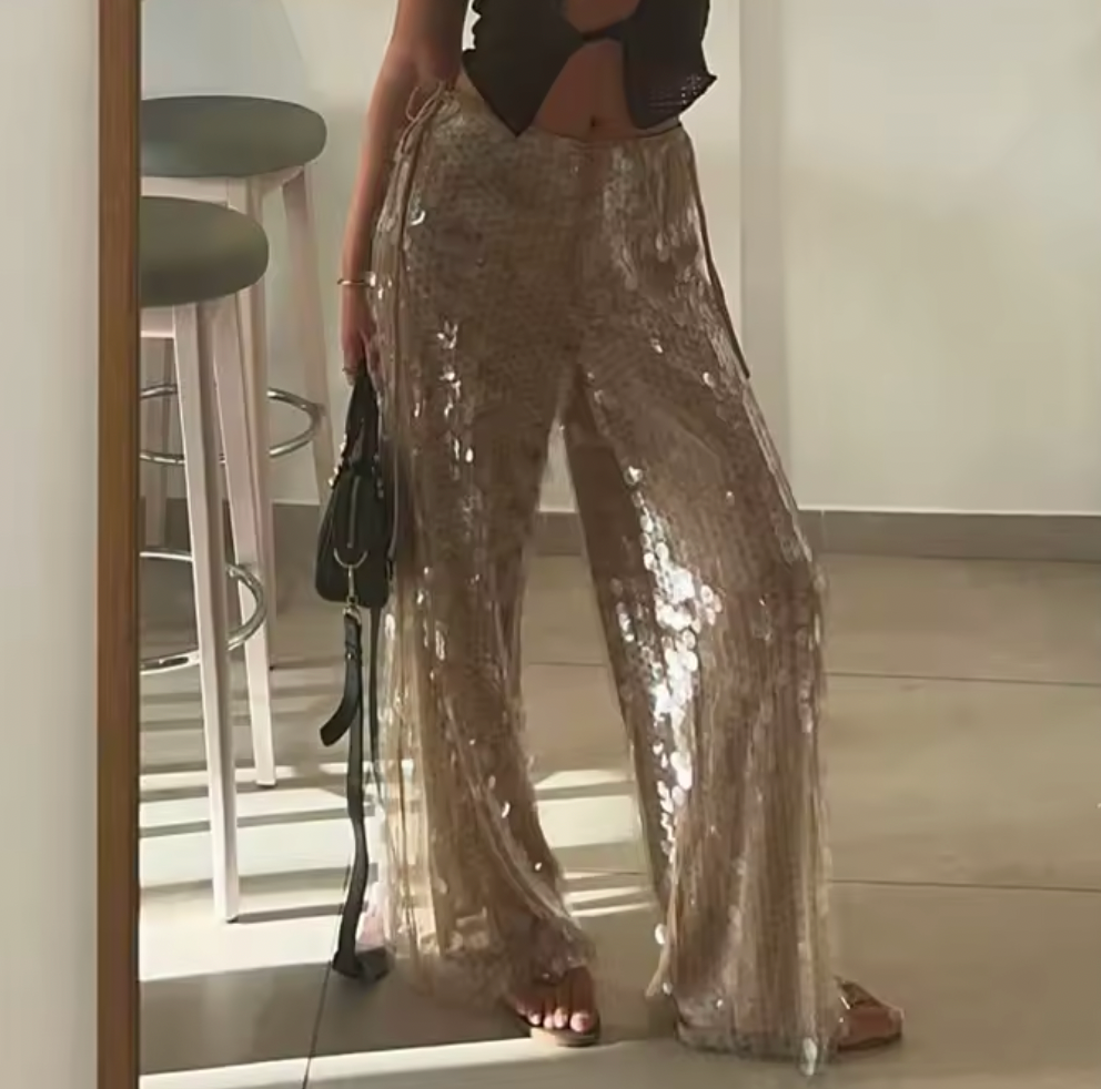 SAMYA BEIGE SEQUIN PANT