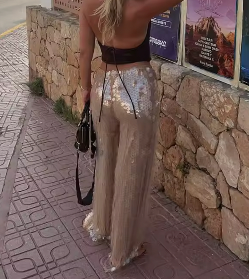 SAMYA BEIGE SEQUIN PANT