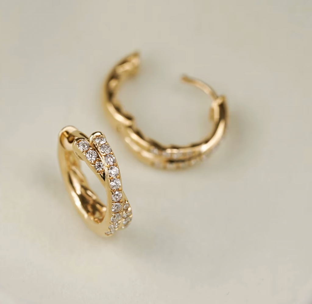 CELINE 925 STERLING SILVER ZIRCON EARRINGS