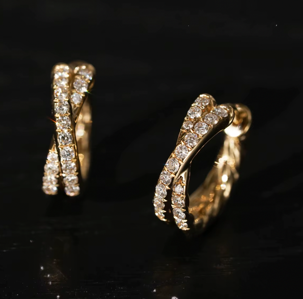 CELINE 925 STERLING SILVER ZIRCON EARRINGS