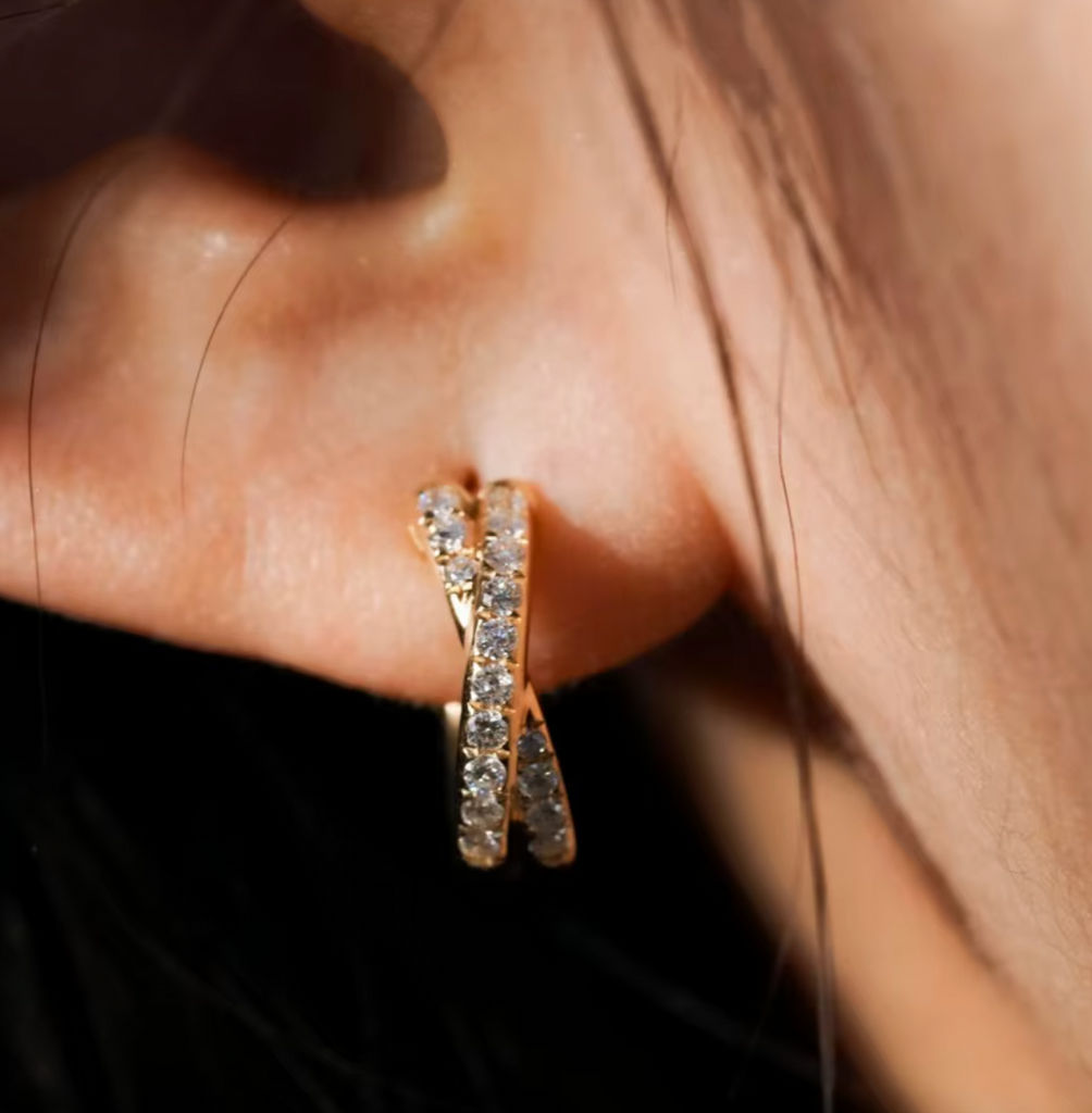 CELINE 925 STERLING SILVER ZIRCON EARRINGS
